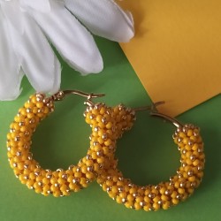 Σκουλαρίκια  Cataluna hoops yellow