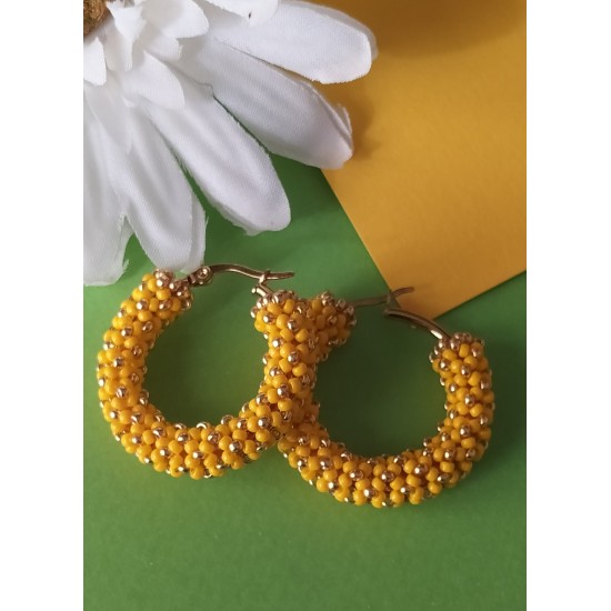 Σκουλαρίκια  Cataluna hoops yellow