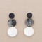 METAL TRIPLE MEDAL LEATHER EARRINGS silver