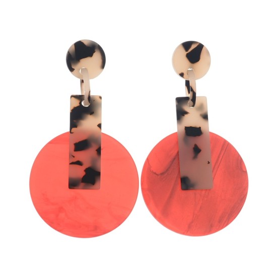 RESIN GEOMETRIC SHAPES EARRINGS RED