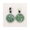 RESIN MEDAL PENDANT EARRINGS GREEN