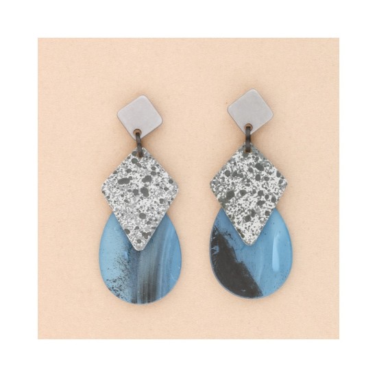  RESIN DANGLING EARRINGS BLUE