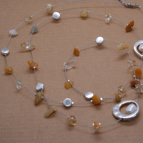 Κολιέ Citrine & PEARLS