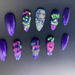 Jinx Arcane glow effect Press on nails