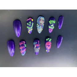 Jinx Arcane glow effect Press on nails