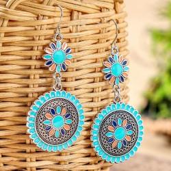 Σκουλαρίκια Mandala Τυρκουάζ Boho